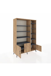 Hyperion Dolap 10 Raflı 3 Kapaklı 132x44x195 Çam-Çam/Antrasit