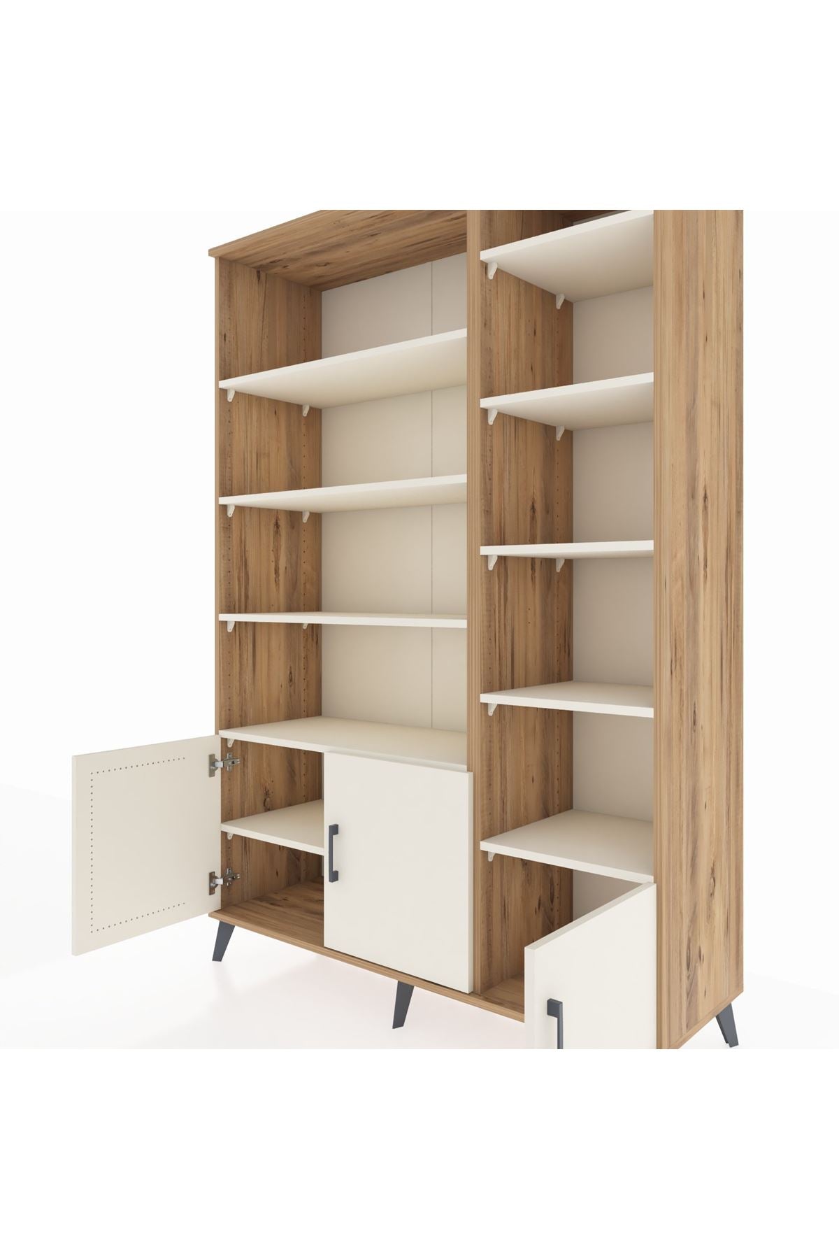 Hyperion Dolap 10 Raflı 3 Kapaklı 132x44x195 Çam-Aytaşı/Aytaşı