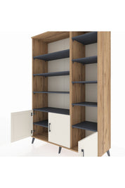 Hyperion Dolap 10 Raflı 3 Kapaklı 132x44x195 Çam-Aytaşı/Antrasit