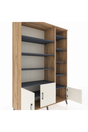 Hyperion Dolap 10 Raflı 3 Kapaklı 132x44x195 Çam-Aytaşı/Antrasit