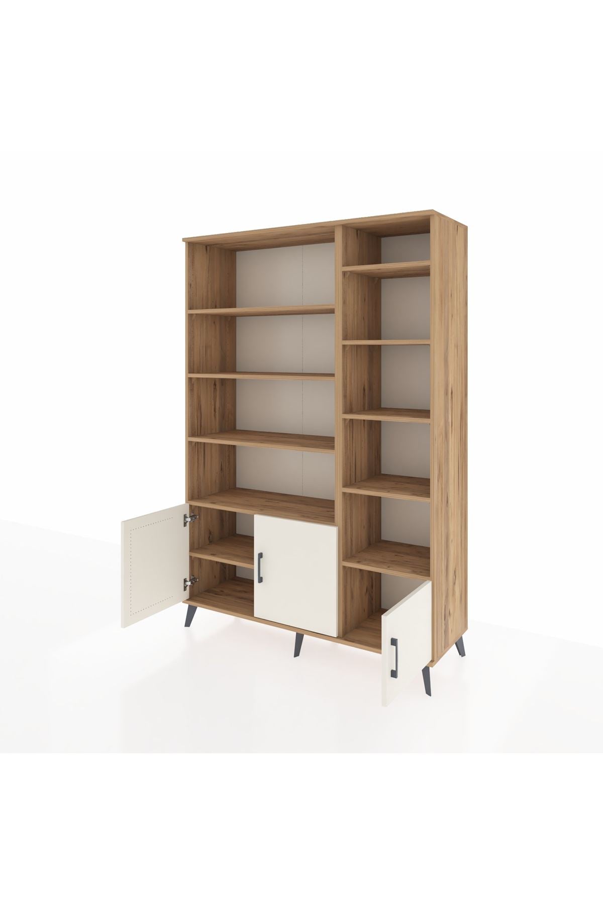 Hyperion Dolap 10 Raflı 3 Kapaklı 132x44x195 Çam-Aytaşı/Çam