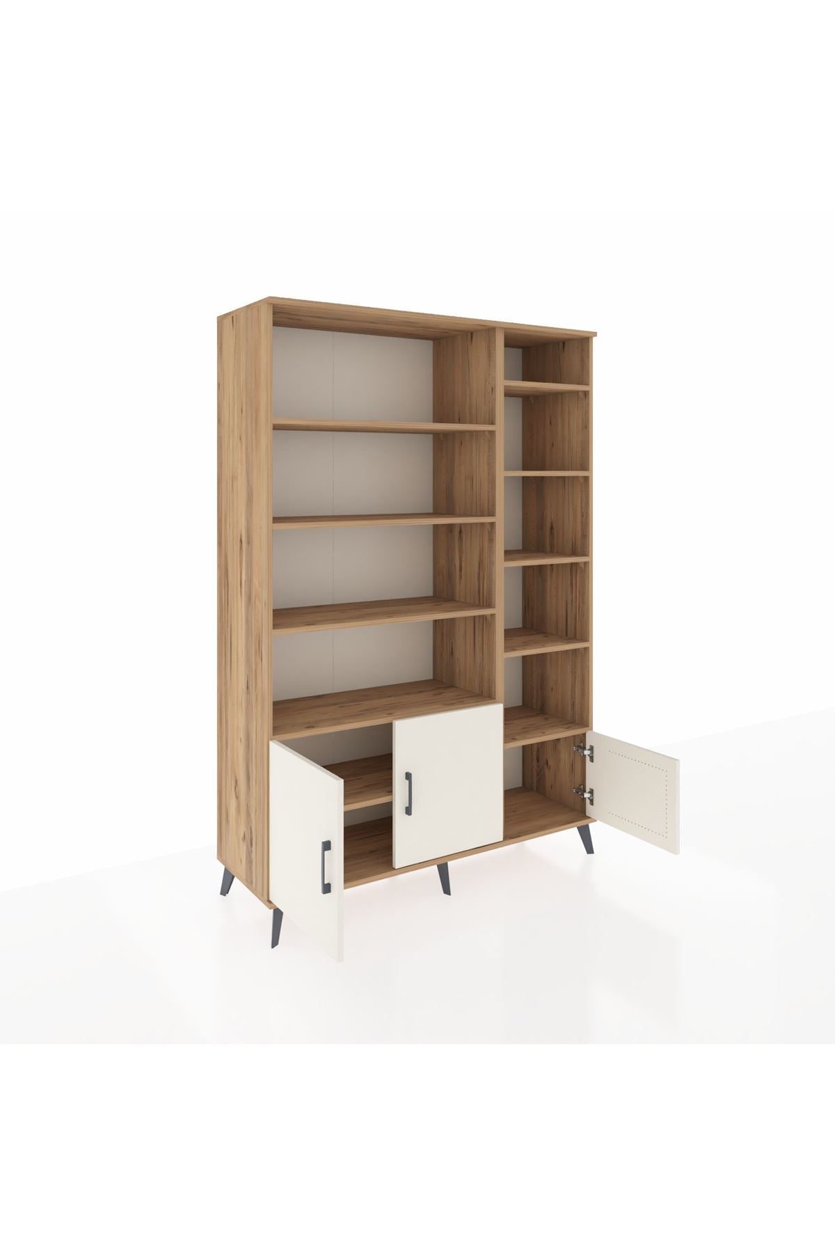 Hyperion Dolap 10 Raflı 3 Kapaklı 132x44x195 Çam-Aytaşı/Çam