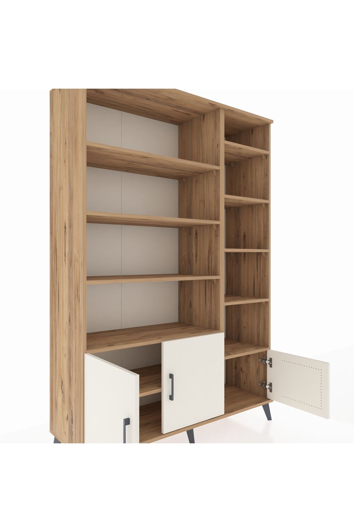 Hyperion Dolap 10 Raflı 3 Kapaklı 132x44x195 Çam-Aytaşı/Çam