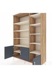 Hyperion Dolap 10 Raflı 3 Kapaklı 132x44x195 Çam-Antrasit/Aytaşı