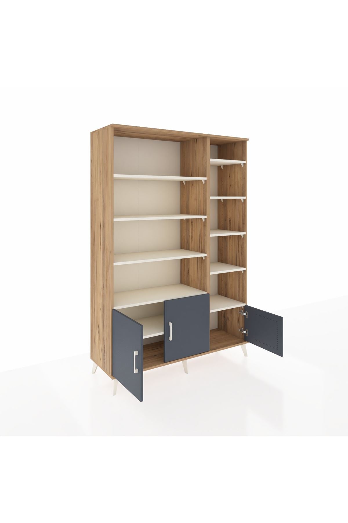 Hyperion Dolap 10 Raflı 3 Kapaklı 132x44x195 Çam-Antrasit/Aytaşı