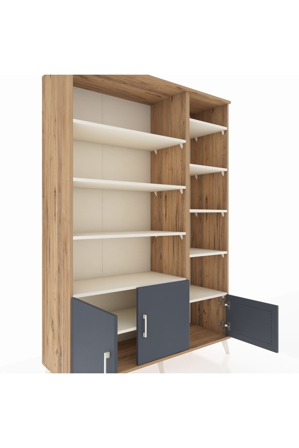 Hyperion Dolap 10 Raflı 3 Kapaklı 132x44x195 Çam-Antrasit/Aytaşı