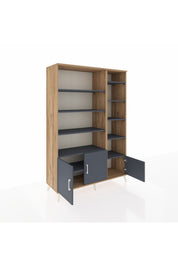Hyperion Dolap 10 Raflı 3 Kapaklı 132x44x195 Çam-Antrasit/Antrasit