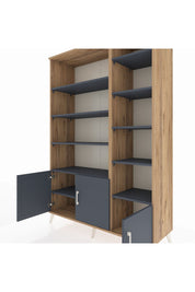 Hyperion Dolap 10 Raflı 3 Kapaklı 132x44x195 Çam-Antrasit/Antrasit