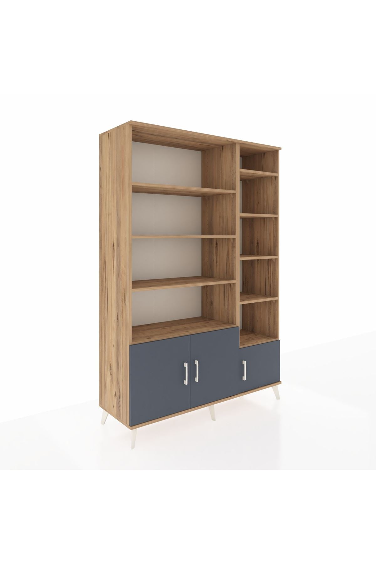 Hyperion Dolap 10 Raflı 3 Kapaklı 132x44x195 Çam-Antrasit/Çam