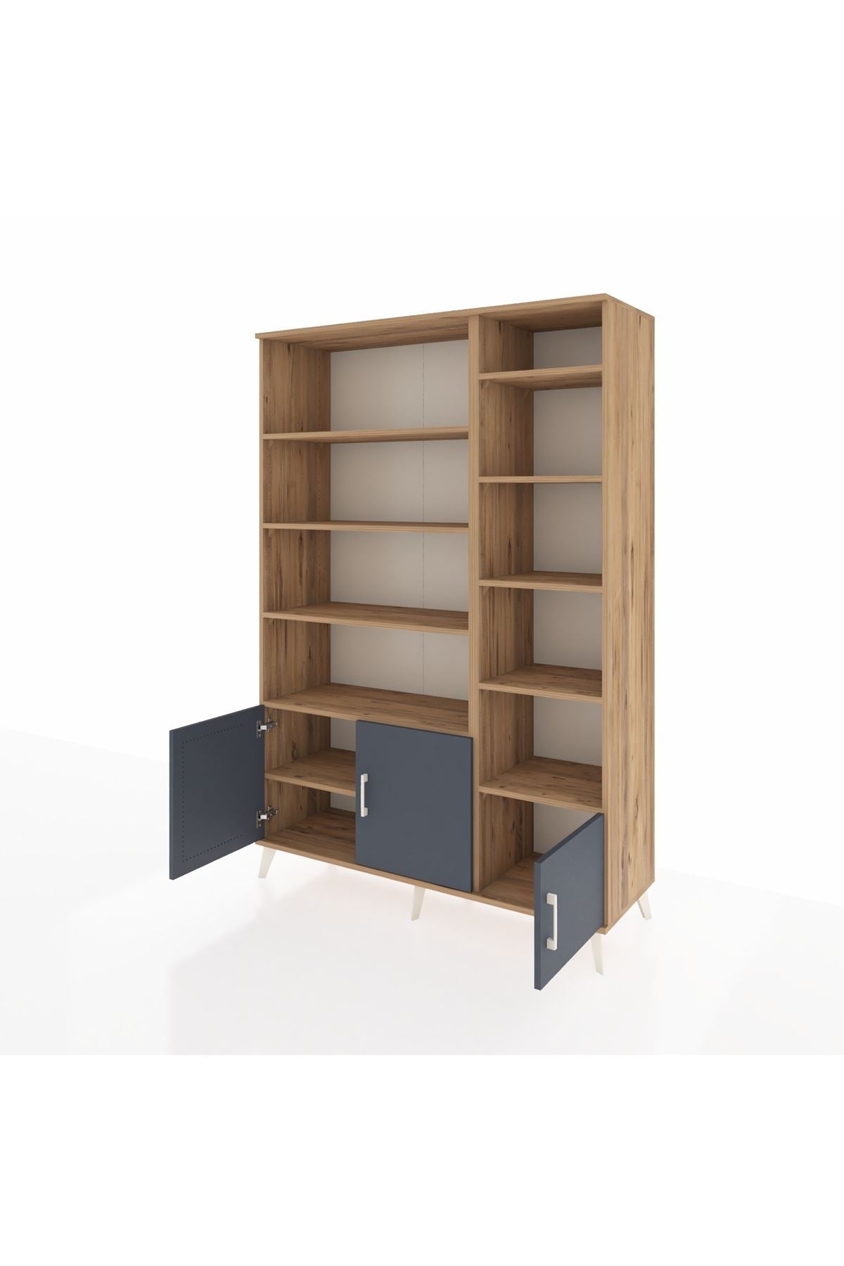 Hyperion Dolap 10 Raflı 3 Kapaklı 132x44x195 Çam-Antrasit/Çam