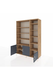 Hyperion Dolap 10 Raflı 3 Kapaklı 132x44x195 Çam-Antrasit/Çam