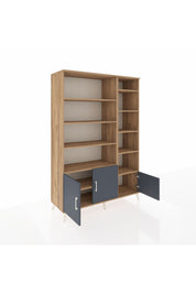 Hyperion Dolap 10 Raflı 3 Kapaklı 132x44x195 Çam-Antrasit/Çam