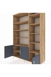 Hyperion Dolap 10 Raflı 3 Kapaklı 132x44x195 Çam-Antrasit/Çam