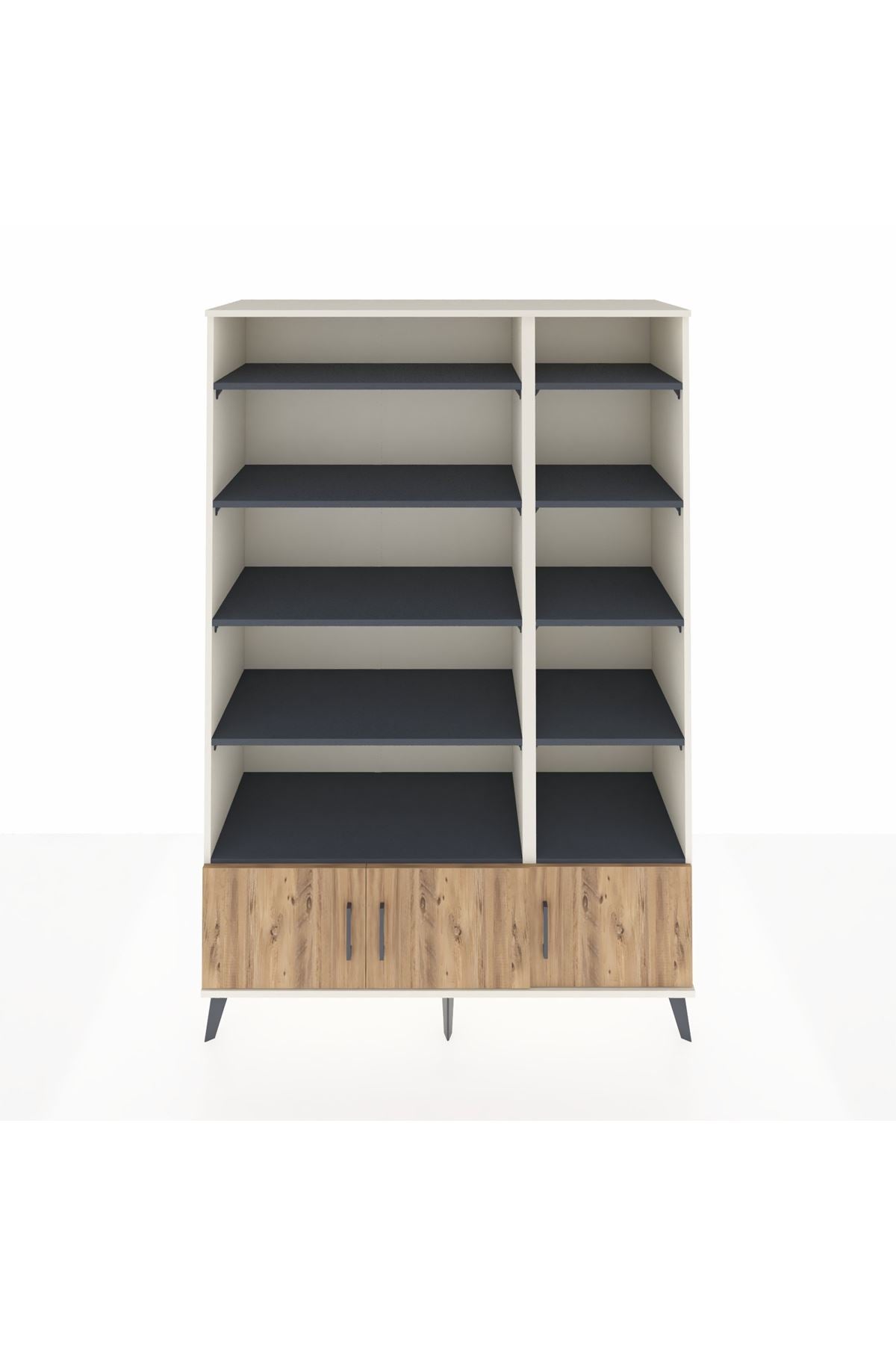 Hyperion Dolap 10 Raflı 3 Kapaklı 132x44x195 Aytaşı-Çam/Antrasit