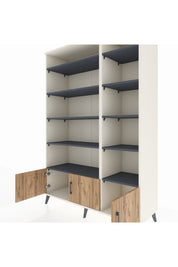 Hyperion Dolap 10 Raflı 3 Kapaklı 132x44x195 Aytaşı-Çam/Antrasit