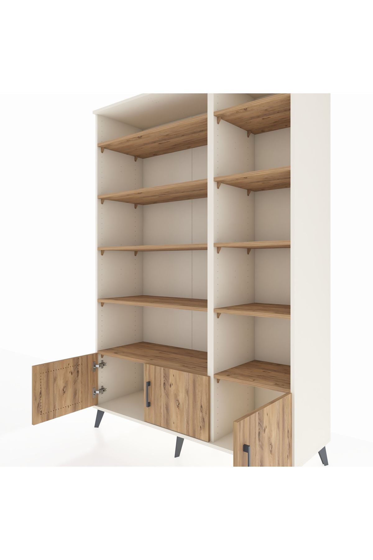 Hyperion Dolap 10 Raflı 3 Kapaklı 132x44x195 Aytaşı-Çam/Çam