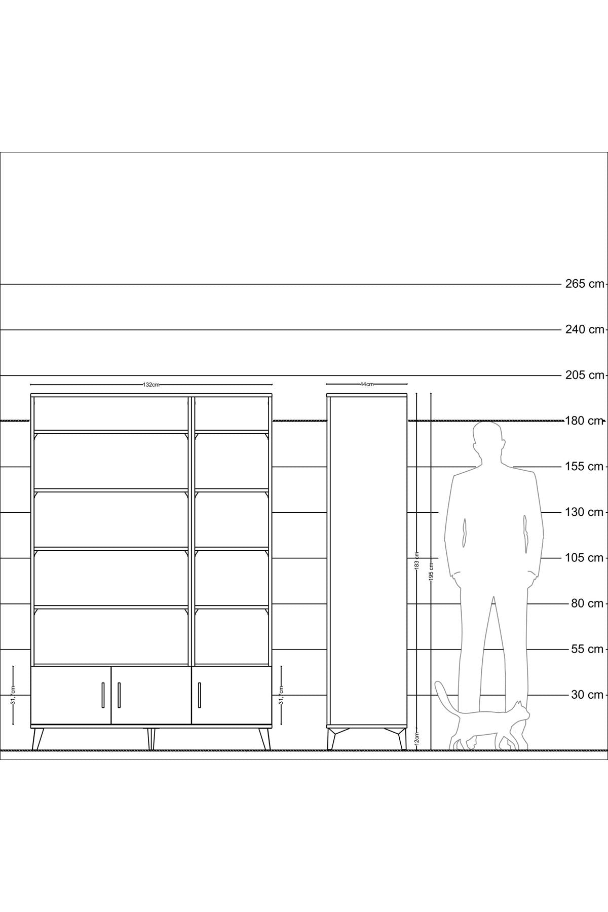 Hyperion Dolap 10 Raflı 3 Kapaklı 132x44x195 Aytaşı-Aytaşı/Aytaşı