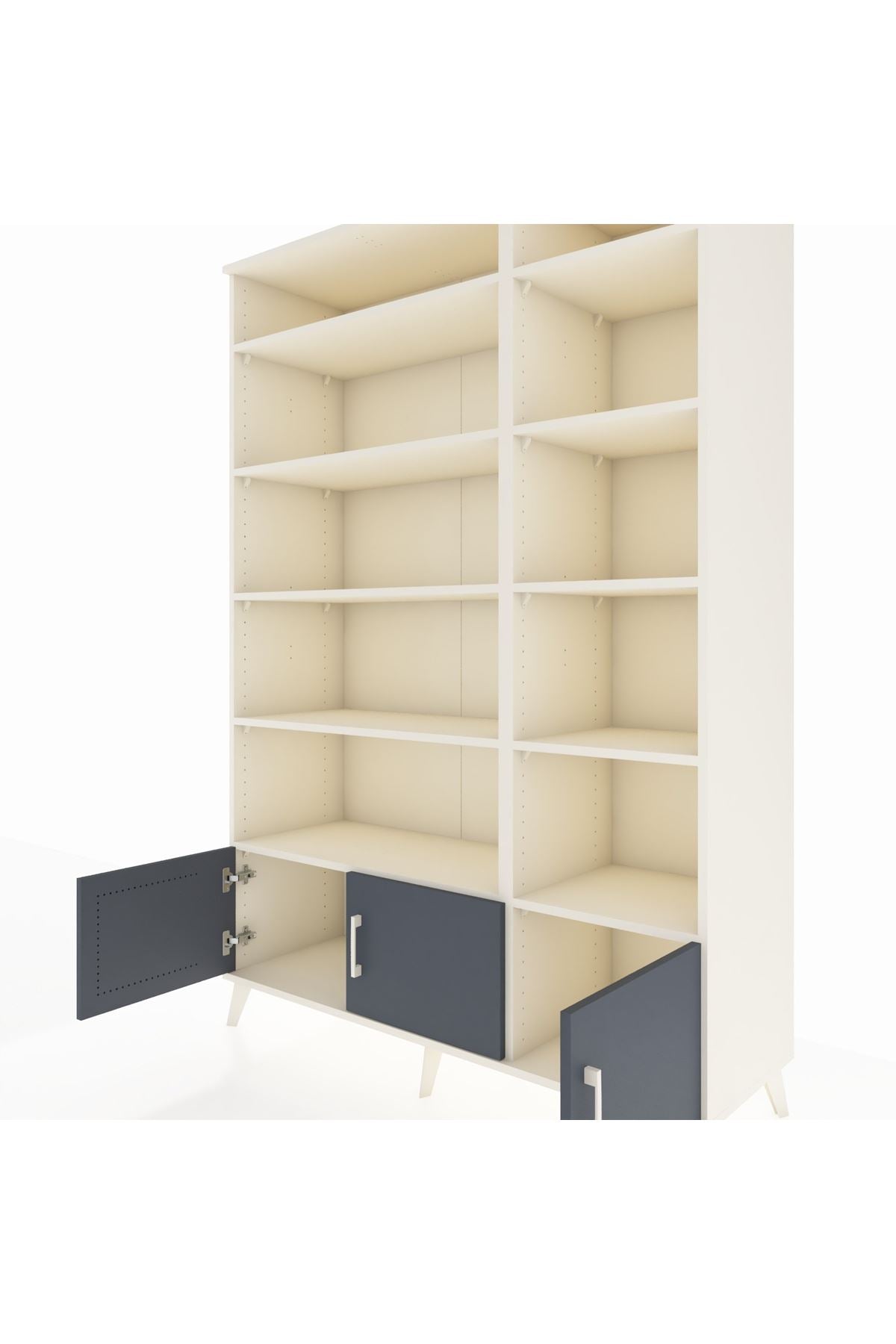 Hyperion Dolap 10 Raflı 3 Kapaklı 132x44x195 Aytaşı-Antrasit/Aytaşı