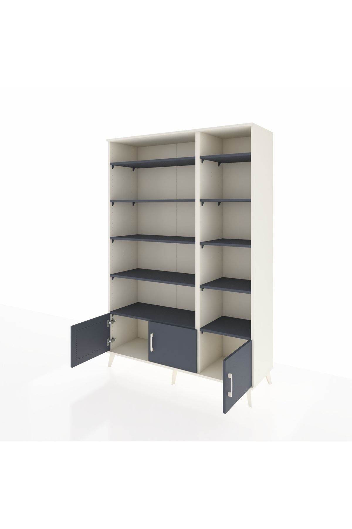 Hyperion Dolap 10 Raflı 3 Kapaklı 132x44x195 Aytaşı-Antrasit/Antrasit