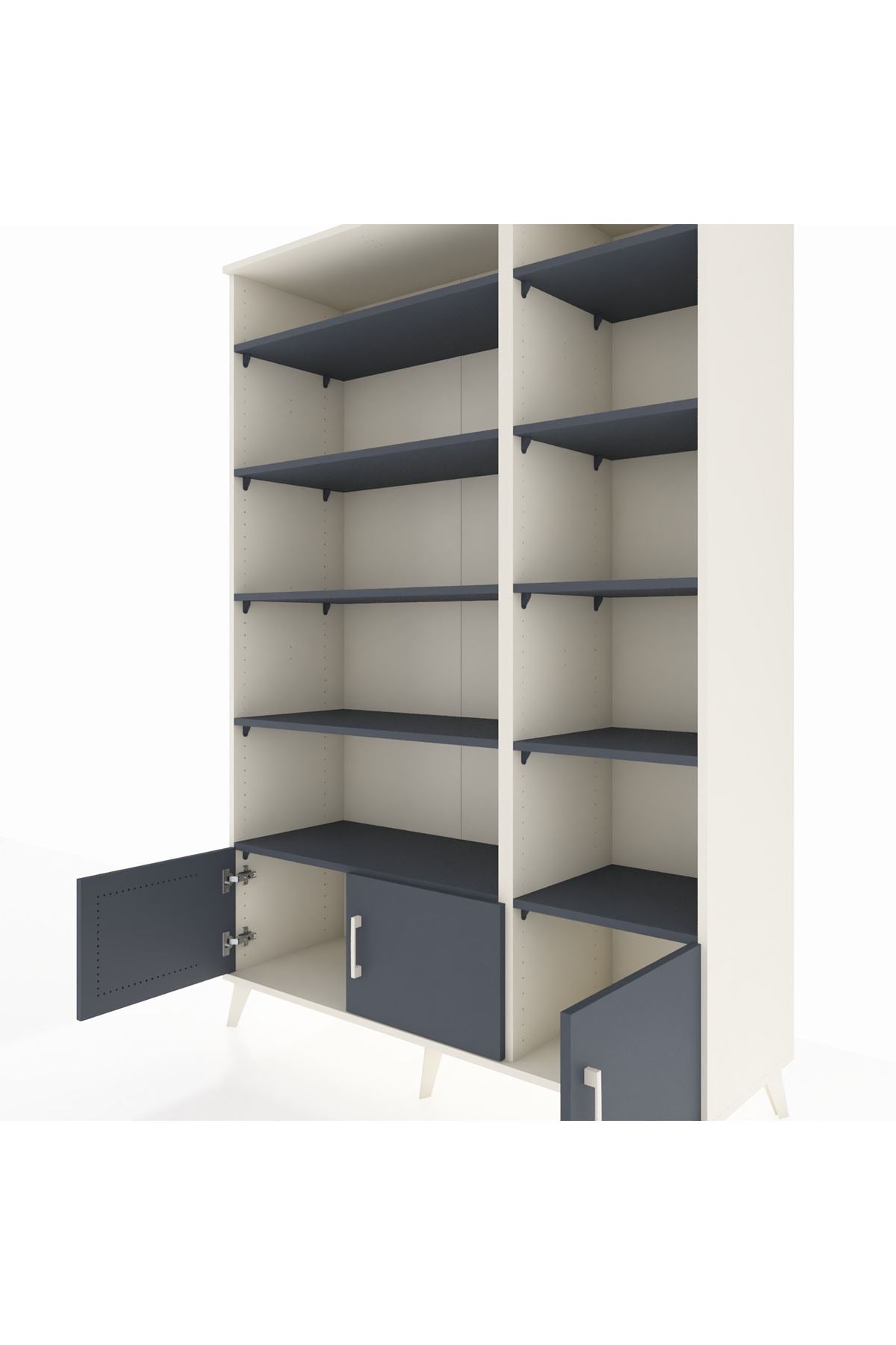 Hyperion Dolap 10 Raflı 3 Kapaklı 132x44x195 Aytaşı-Antrasit/Antrasit