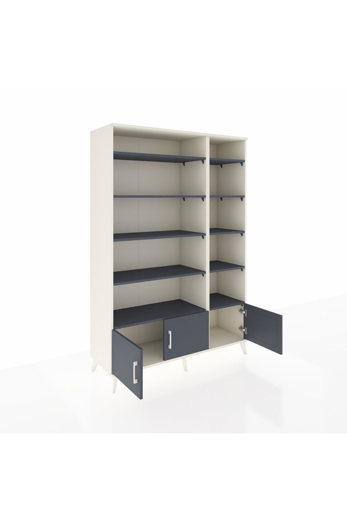 Hyperion Dolap 10 Raflı 3 Kapaklı 132x44x195 Aytaşı-Antrasit/Antrasit