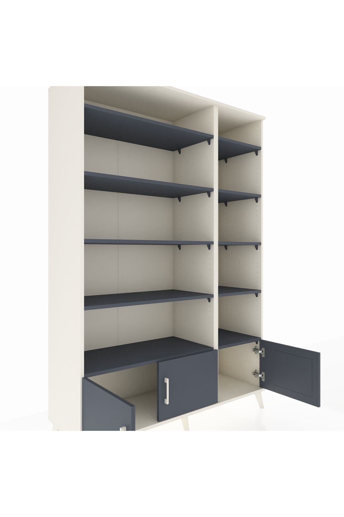 Hyperion Dolap 10 Raflı 3 Kapaklı 132x44x195 Aytaşı-Antrasit/Antrasit