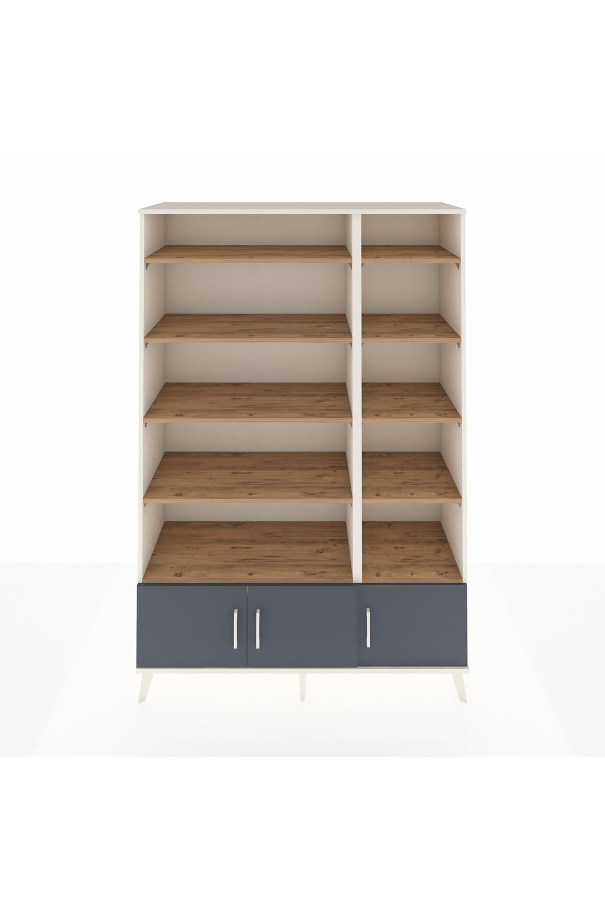 Hyperion Dolap 10 Raflı 3 Kapaklı 132x44x195 Aytaşı-Antrasit/Çam