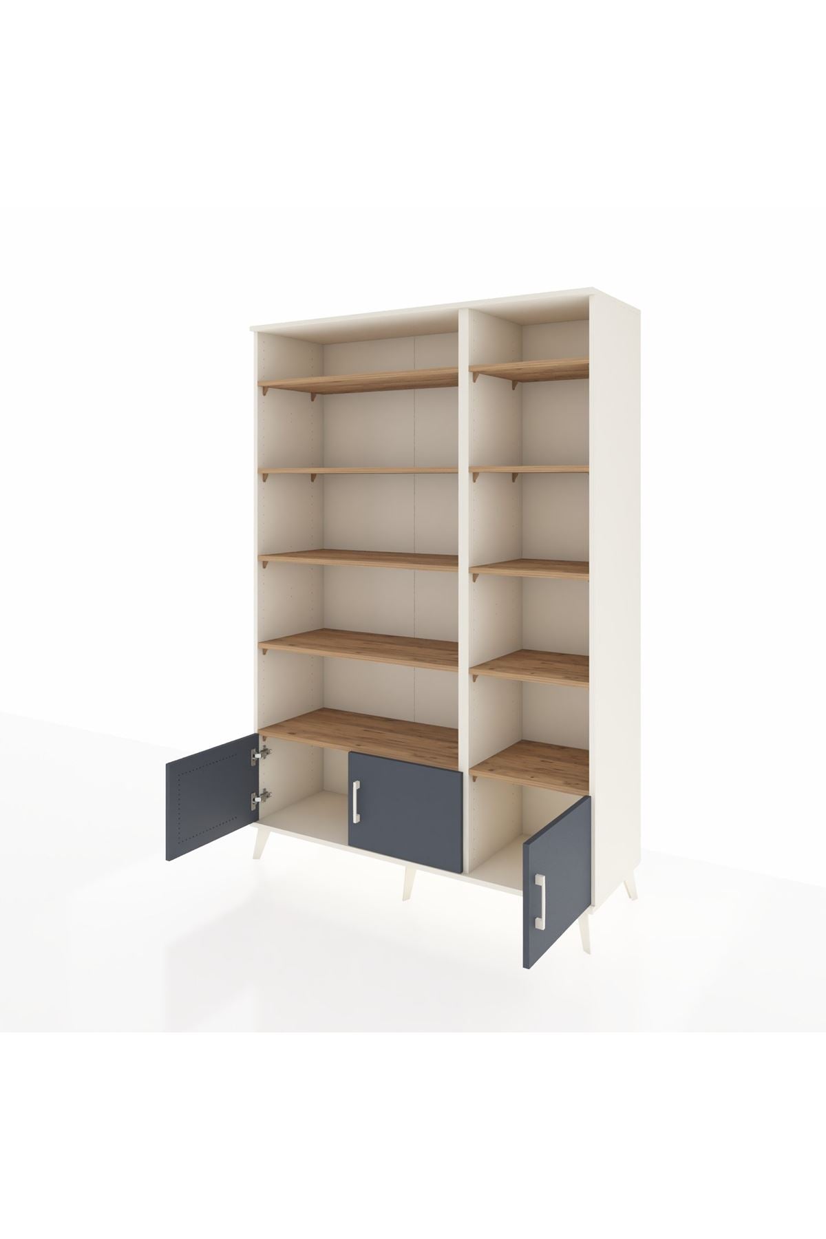 Hyperion Dolap 10 Raflı 3 Kapaklı 132x44x195 Aytaşı-Antrasit/Çam