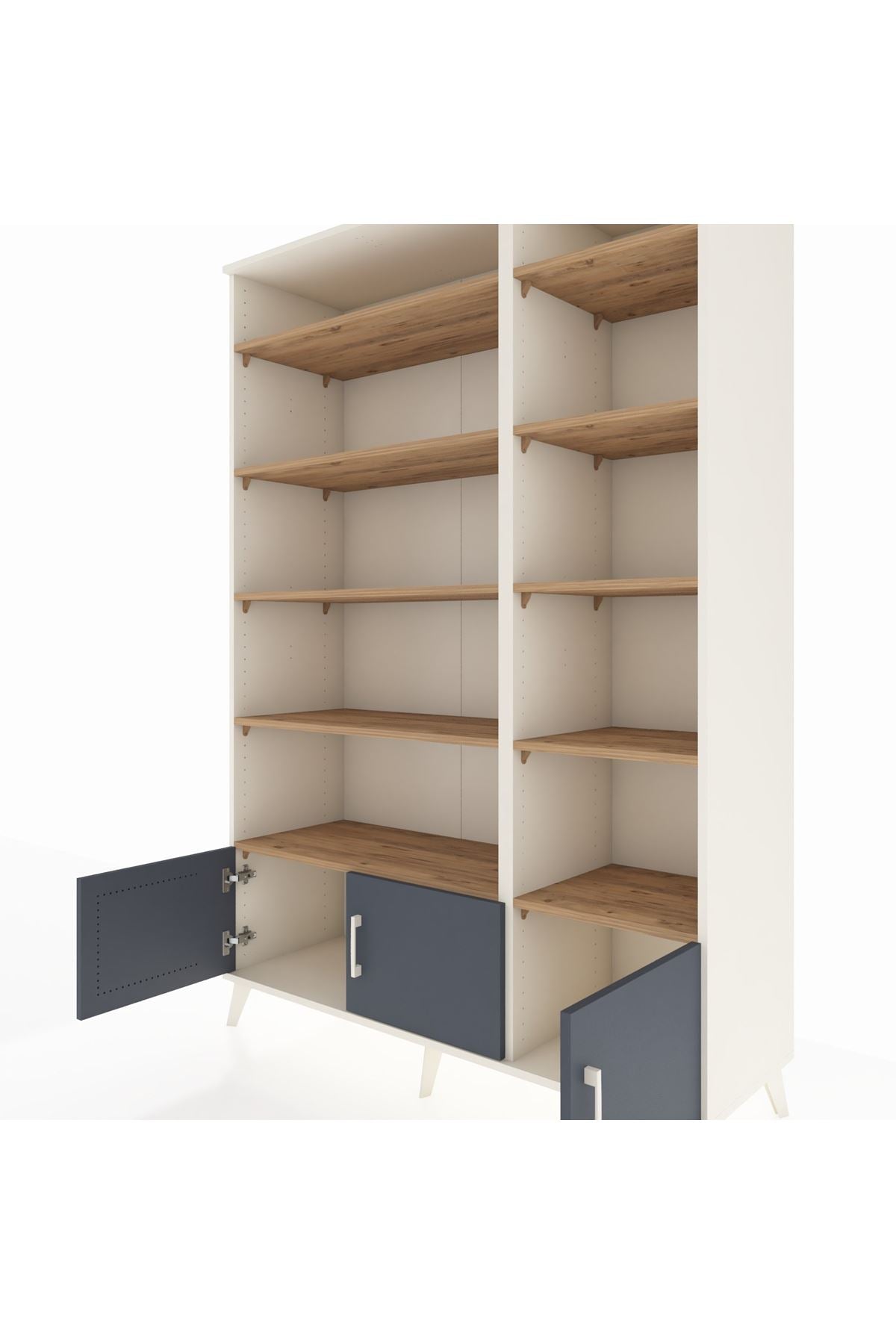 Hyperion Dolap 10 Raflı 3 Kapaklı 132x44x195 Aytaşı-Antrasit/Çam