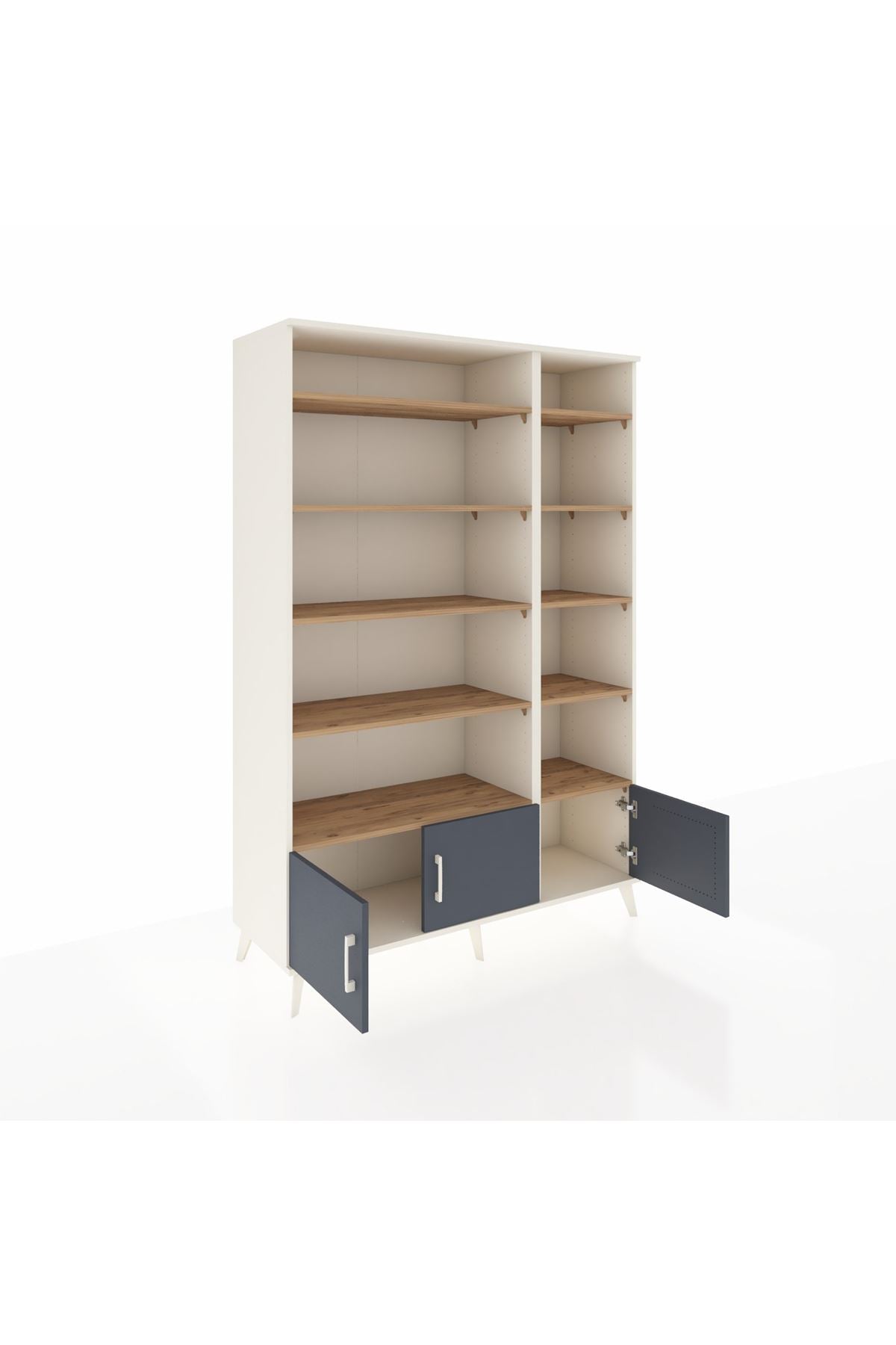 Hyperion Dolap 10 Raflı 3 Kapaklı 132x44x195 Aytaşı-Antrasit/Çam