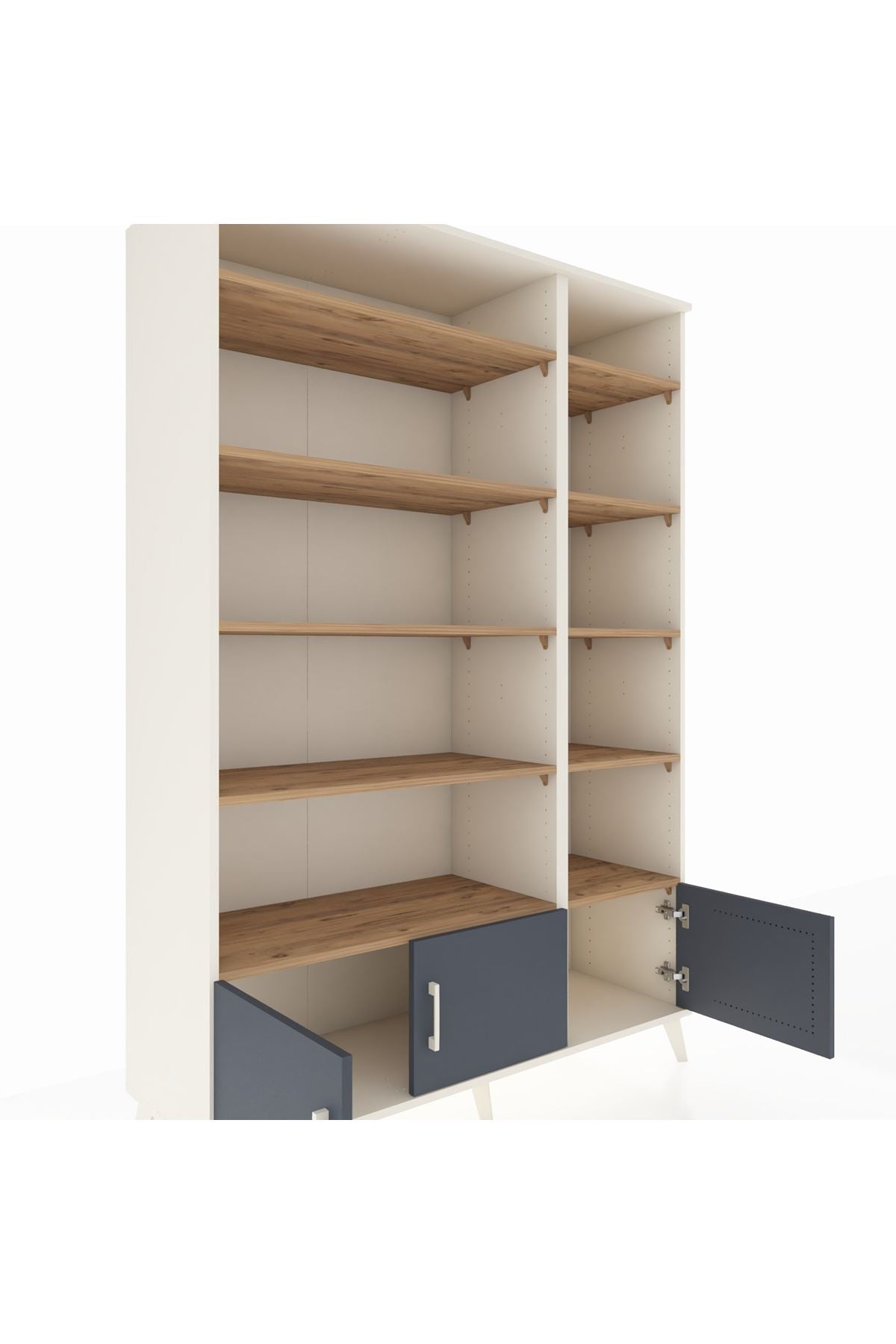 Hyperion Dolap 10 Raflı 3 Kapaklı 132x44x195 Aytaşı-Antrasit/Çam