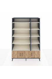 Hyperion Dolap 10 Raflı 3 Kapaklı 132x44x195 Antrasit-Çam/Aytaşı