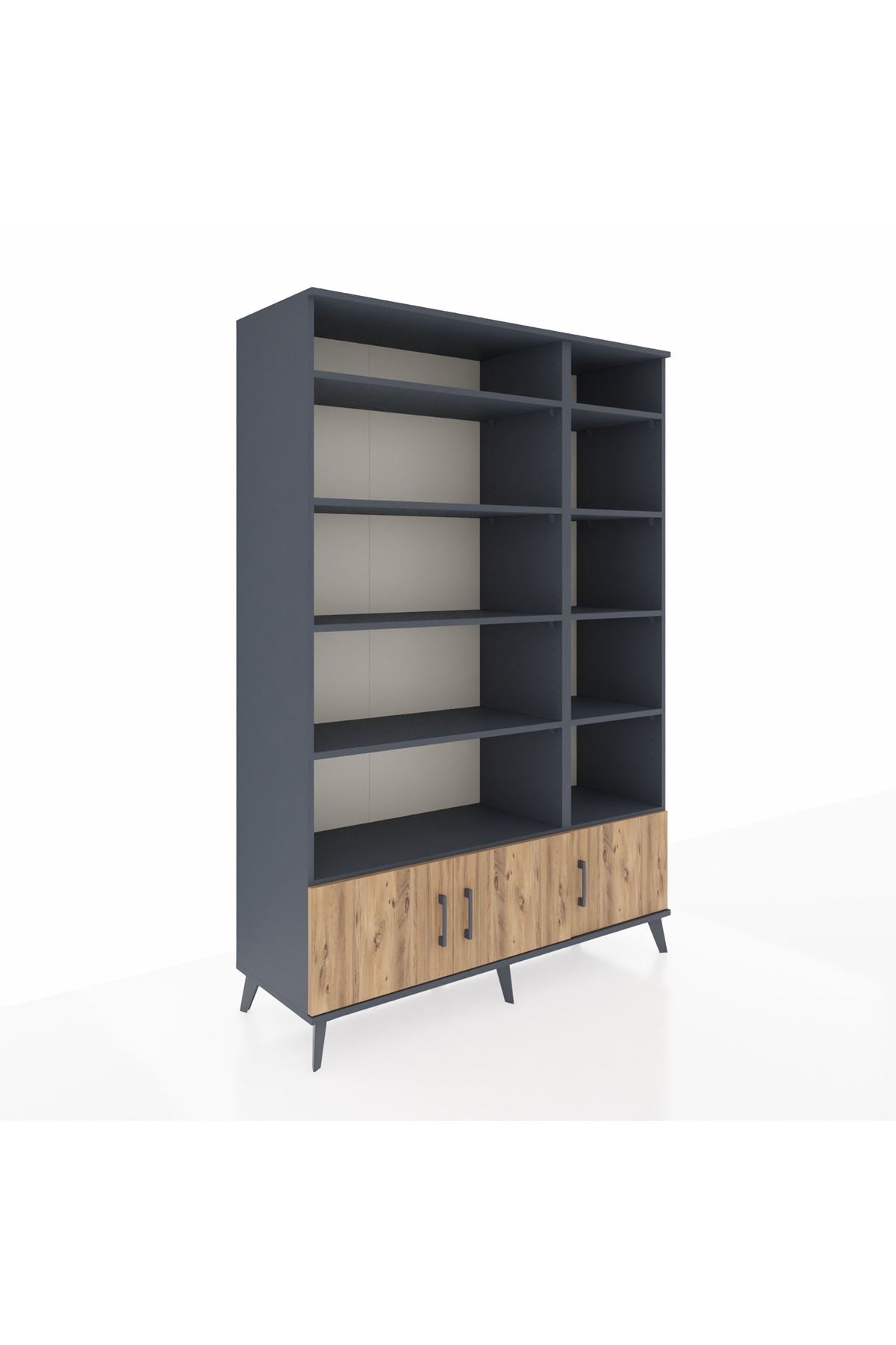 Hyperion Dolap 10 Raflı 3 Kapaklı 132x44x195 Antrasit-Çam/Antrasit