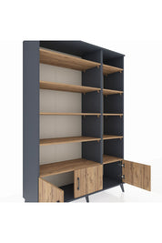 Hyperion Dolap 10 Raflı 3 Kapaklı 132x44x195 Antrasit-Çam/Çam