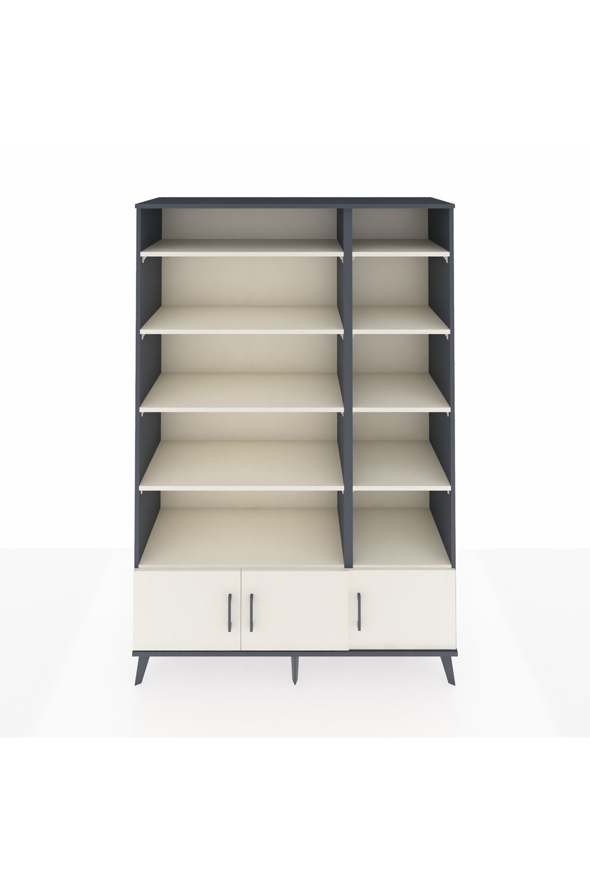 Hyperion Dolap 10 Raflı 3 Kapaklı 132x44x195 Antrasit-Aytaşı/Aytaşı