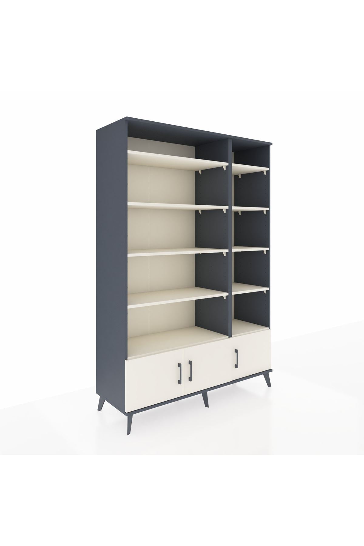 Hyperion Dolap 10 Raflı 3 Kapaklı 132x44x195 Antrasit-Aytaşı/Aytaşı