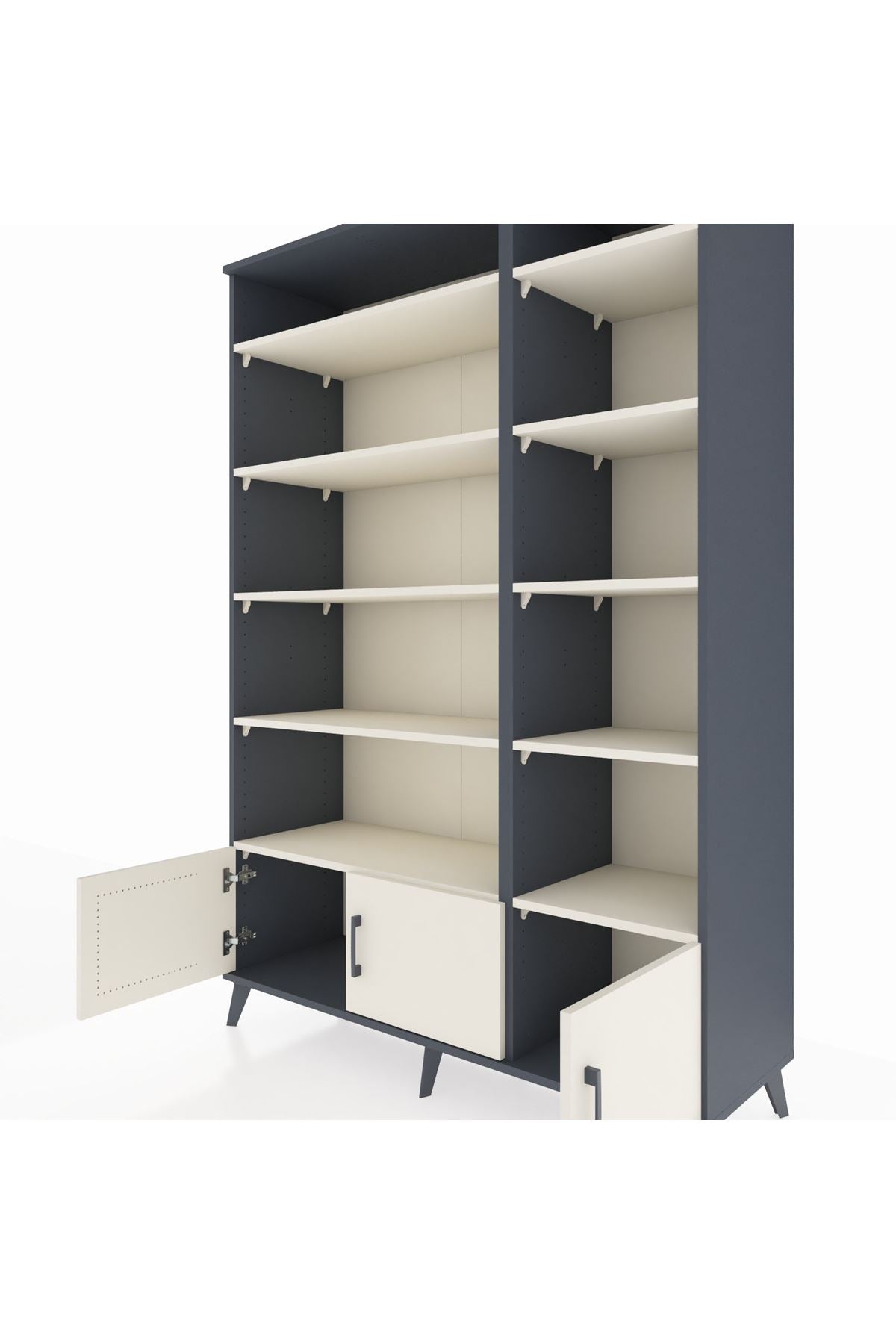 Hyperion Dolap 10 Raflı 3 Kapaklı 132x44x195 Antrasit-Aytaşı/Aytaşı