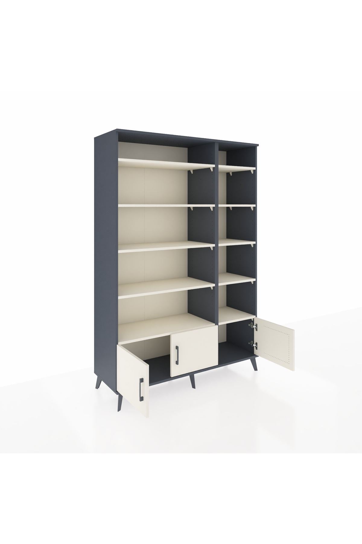 Hyperion Dolap 10 Raflı 3 Kapaklı 132x44x195 Antrasit-Aytaşı/Aytaşı