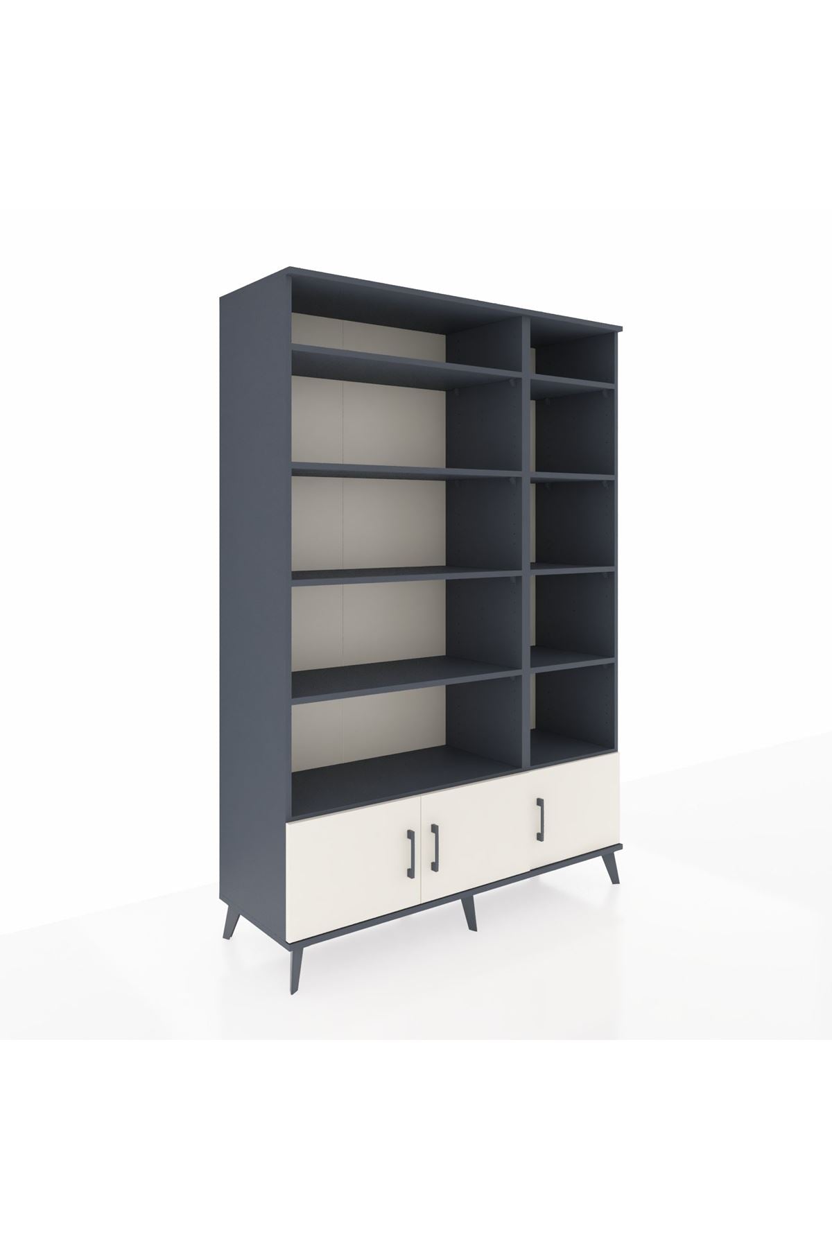 Hyperion Dolap 10 Raflı 3 Kapaklı 132x44x195 Antrasit-Aytaşı/Antrasit