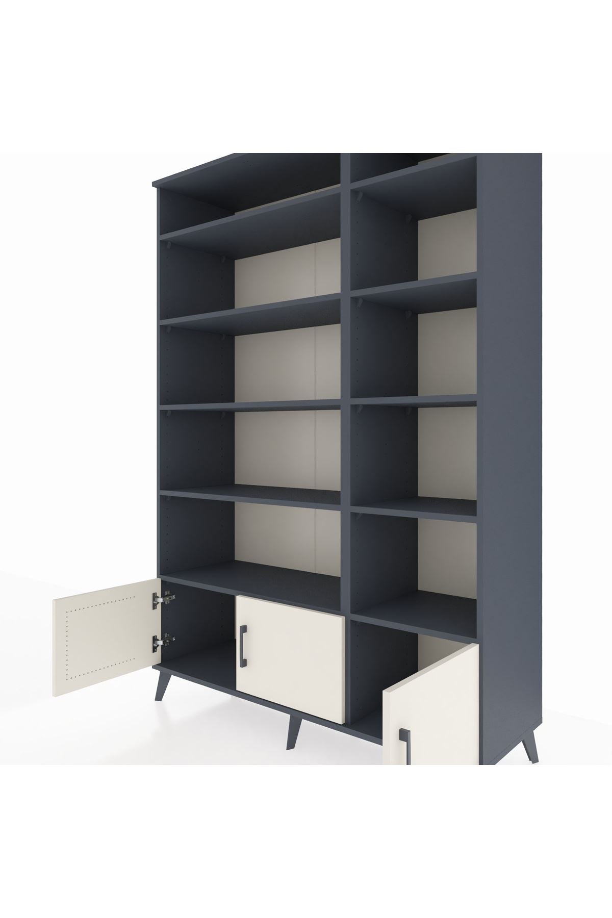 Hyperion Dolap 10 Raflı 3 Kapaklı 132x44x195 Antrasit-Aytaşı/Antrasit