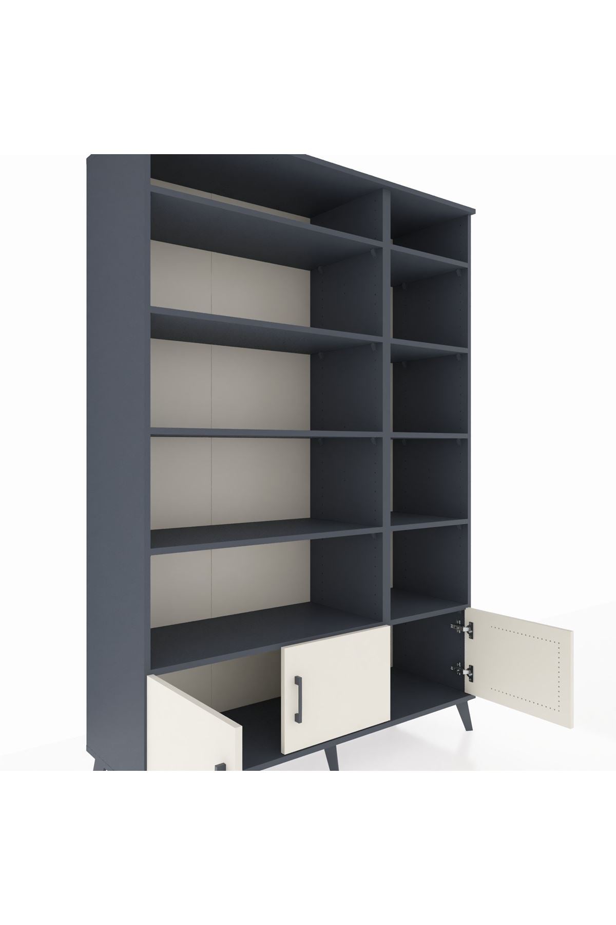 Hyperion Dolap 10 Raflı 3 Kapaklı 132x44x195 Antrasit-Aytaşı/Antrasit