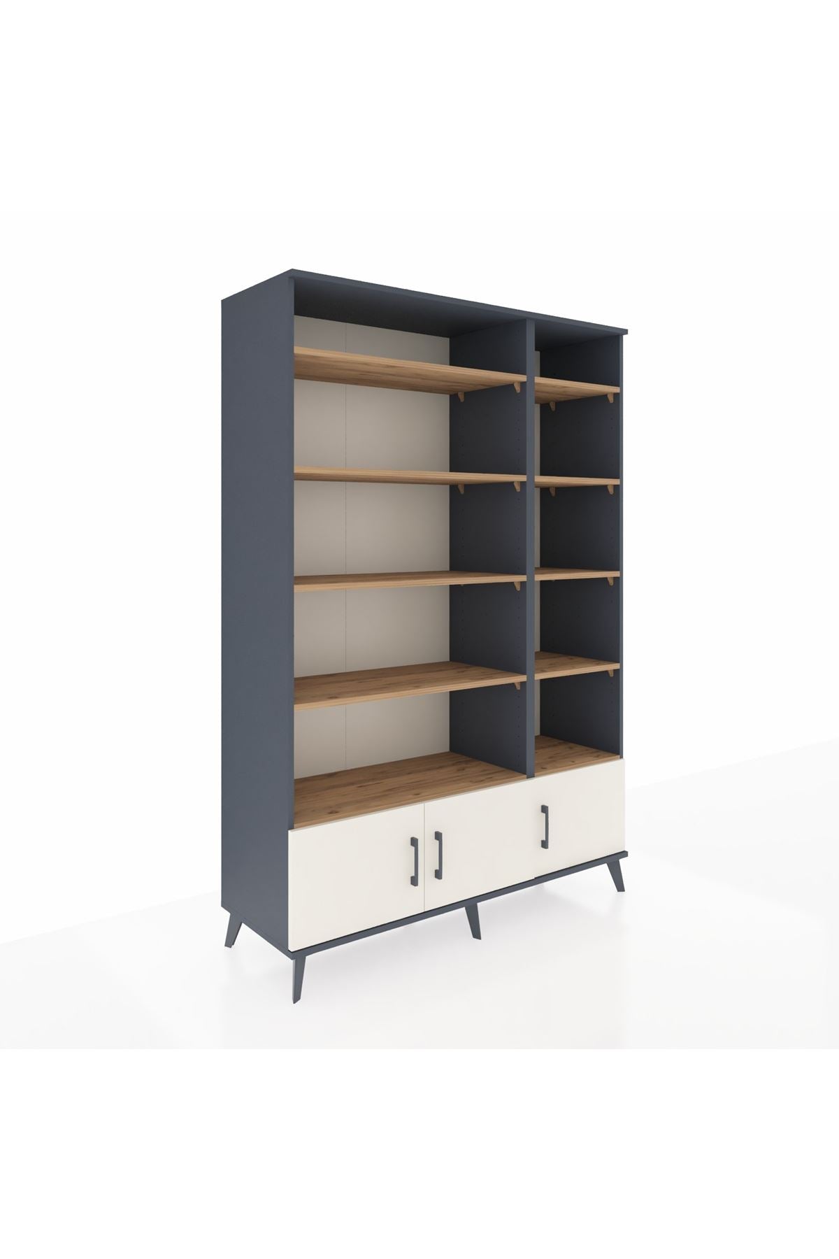 Hyperion Dolap 10 Raflı 3 Kapaklı 132x44x195 Antrasit-Aytaşı/Çam