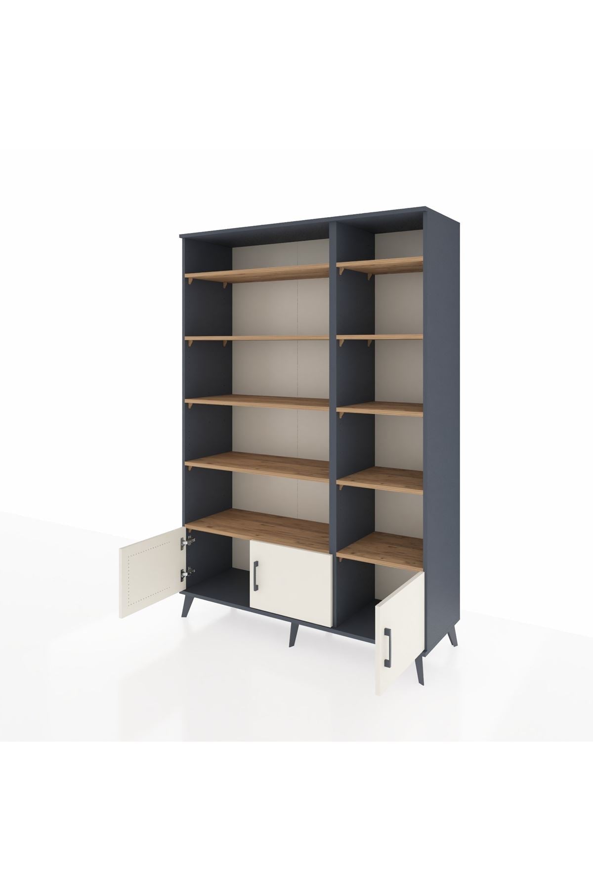 Hyperion Dolap 10 Raflı 3 Kapaklı 132x44x195 Antrasit-Aytaşı/Çam