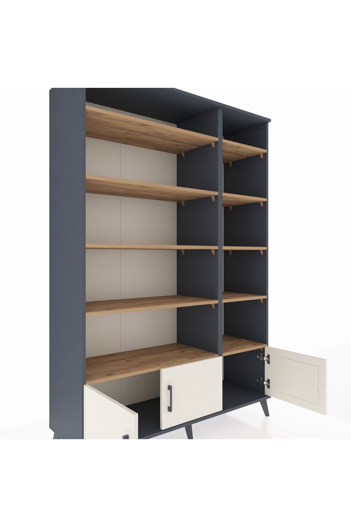 Hyperion Dolap 10 Raflı 3 Kapaklı 132x44x195 Antrasit-Aytaşı/Çam