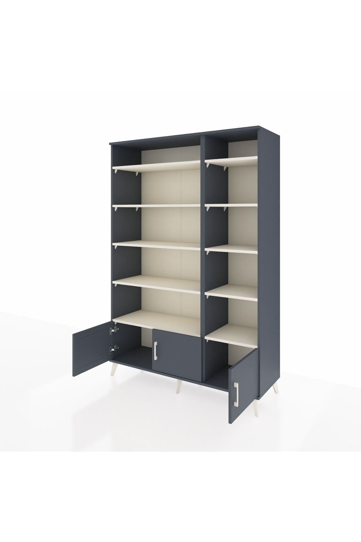 Hyperion Dolap 10 Raflı 3 Kapaklı 132x44x195 Antrasit-Antrasit/Aytaşı