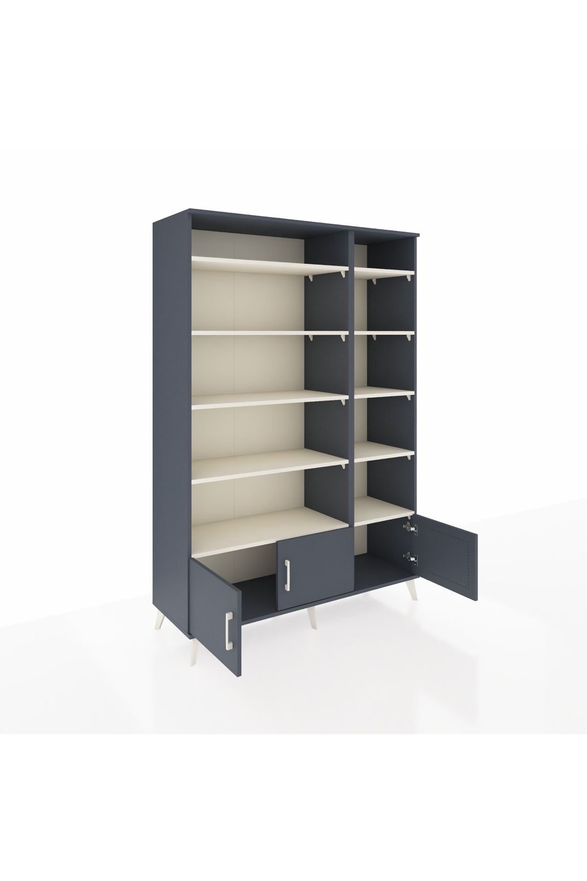 Hyperion Dolap 10 Raflı 3 Kapaklı 132x44x195 Antrasit-Antrasit/Aytaşı