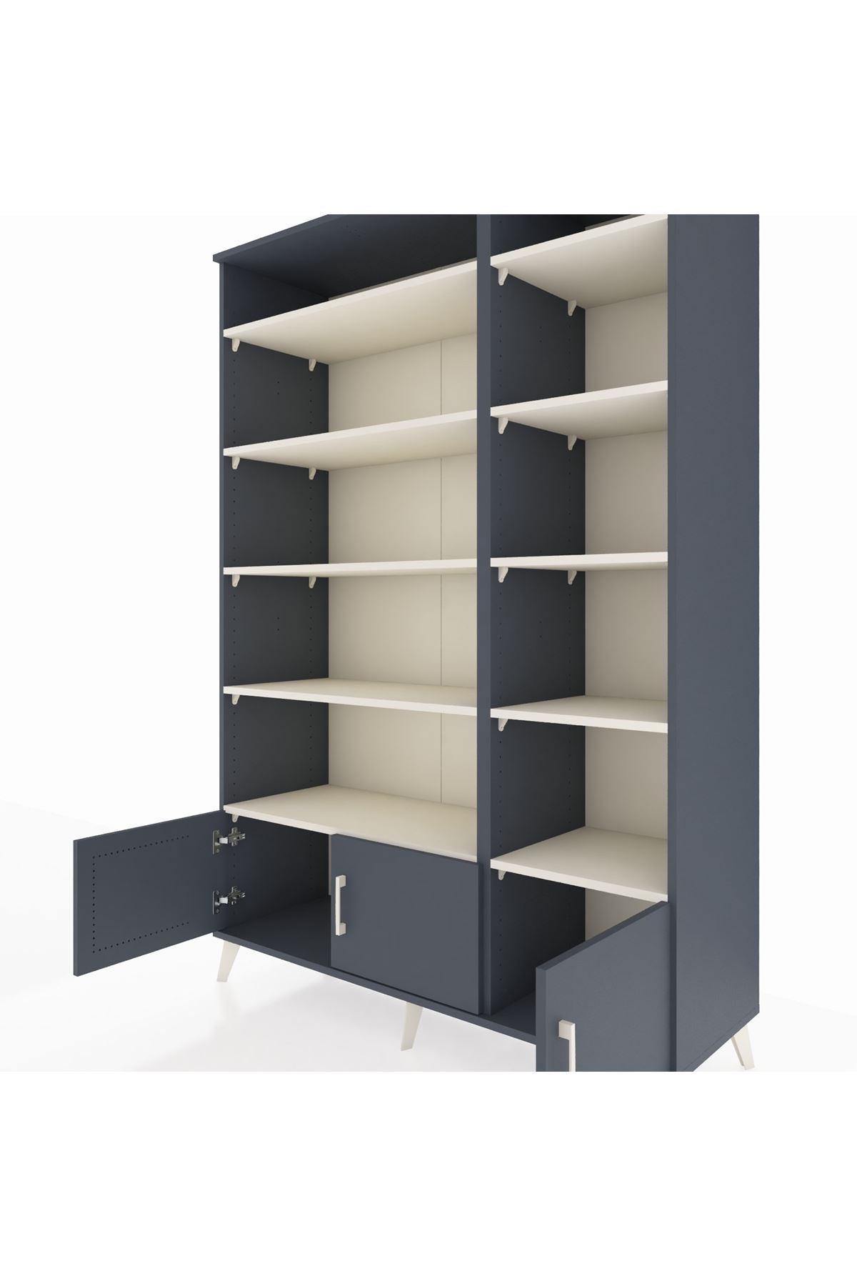 Hyperion Dolap 10 Raflı 3 Kapaklı 132x44x195 Antrasit-Antrasit/Aytaşı