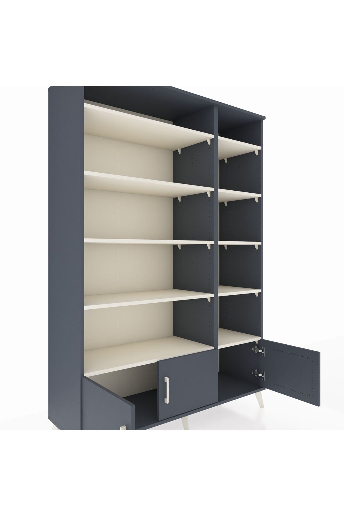 Hyperion Dolap 10 Raflı 3 Kapaklı 132x44x195 Antrasit-Antrasit/Aytaşı