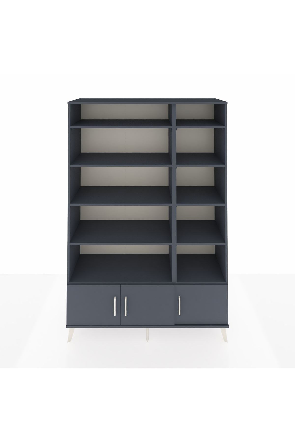 Hyperion Dolap 10 Raflı 3 Kapaklı 132x44x195 Antrasit-Antrasit/Antrasit
