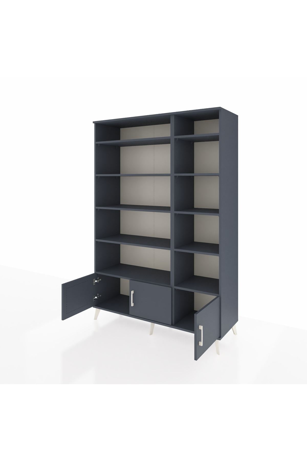 Hyperion Dolap 10 Raflı 3 Kapaklı 132x44x195 Antrasit-Antrasit/Antrasit